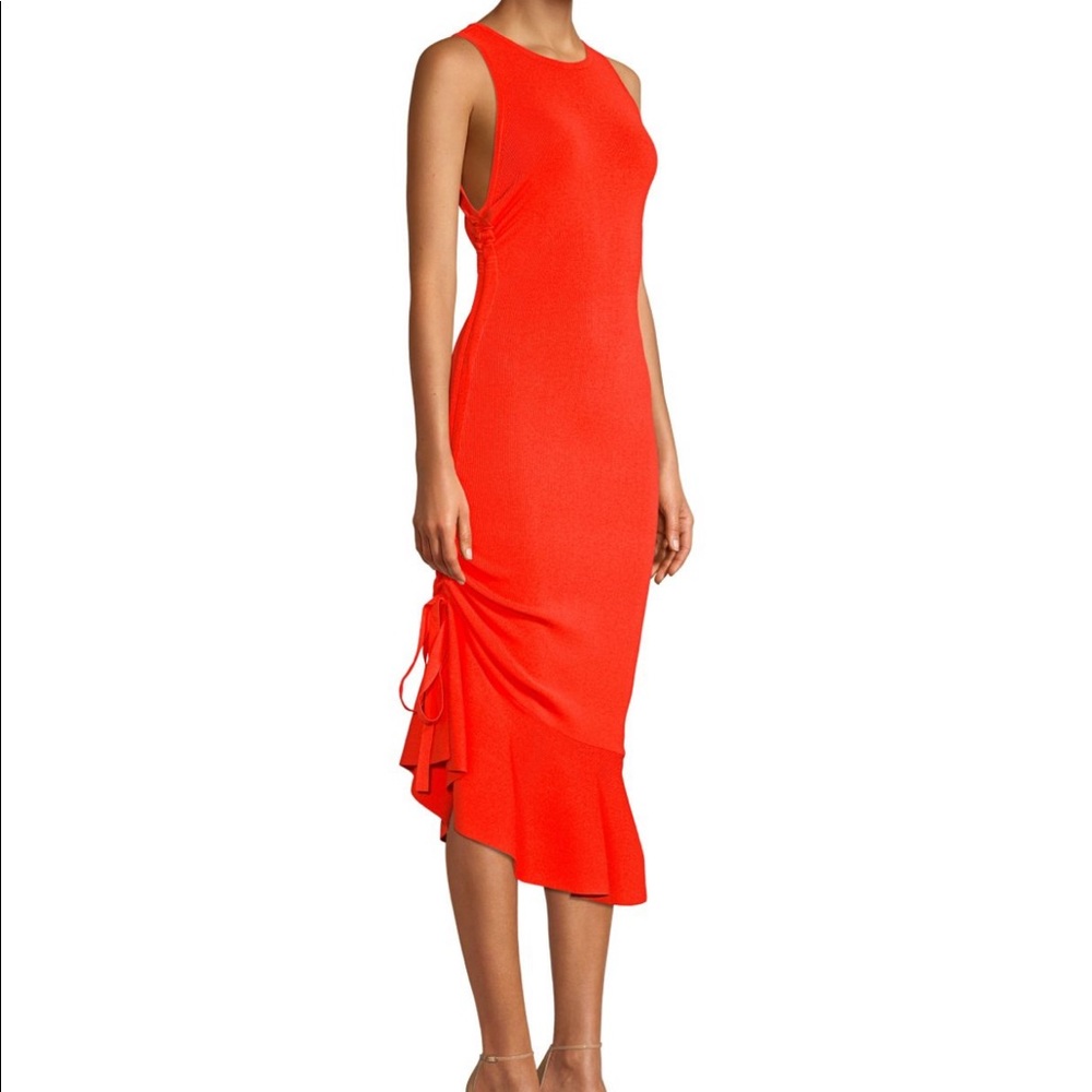 Milly Asymmetrical Flounce Dress S Orange NWOT